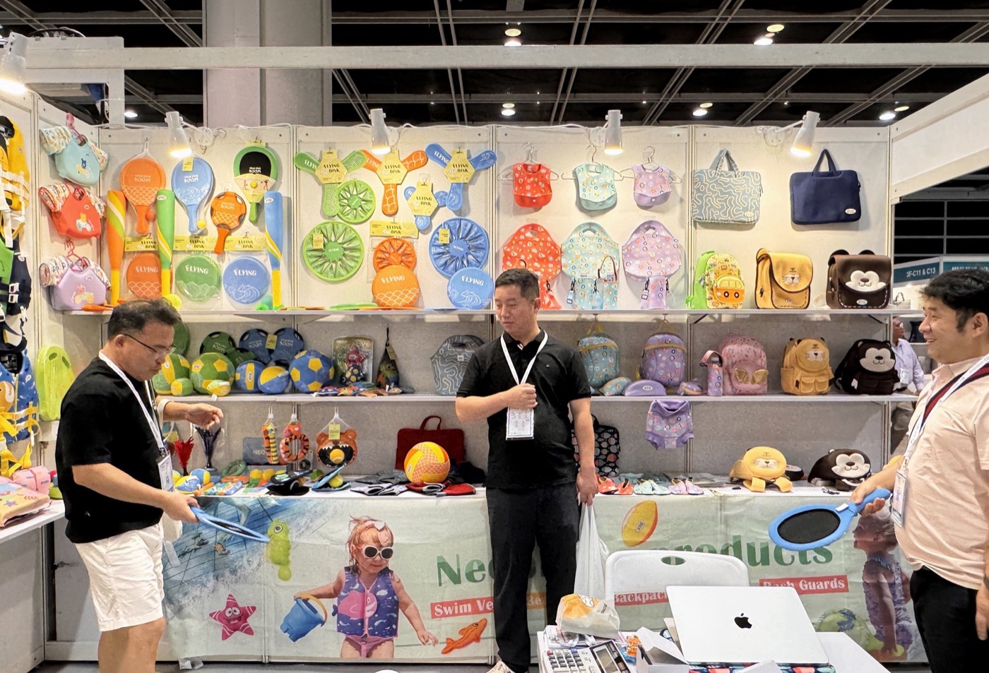 Huatop booth at Hong Kong Mega Show with neoprene product displays