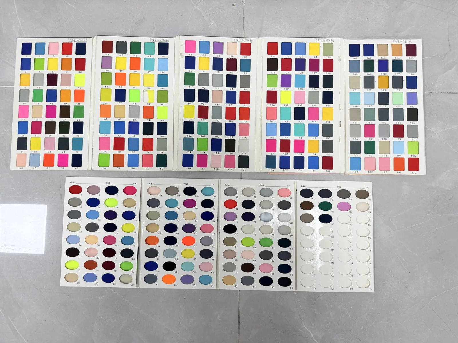 Neoprene stock fabric color cards for OEM color selection