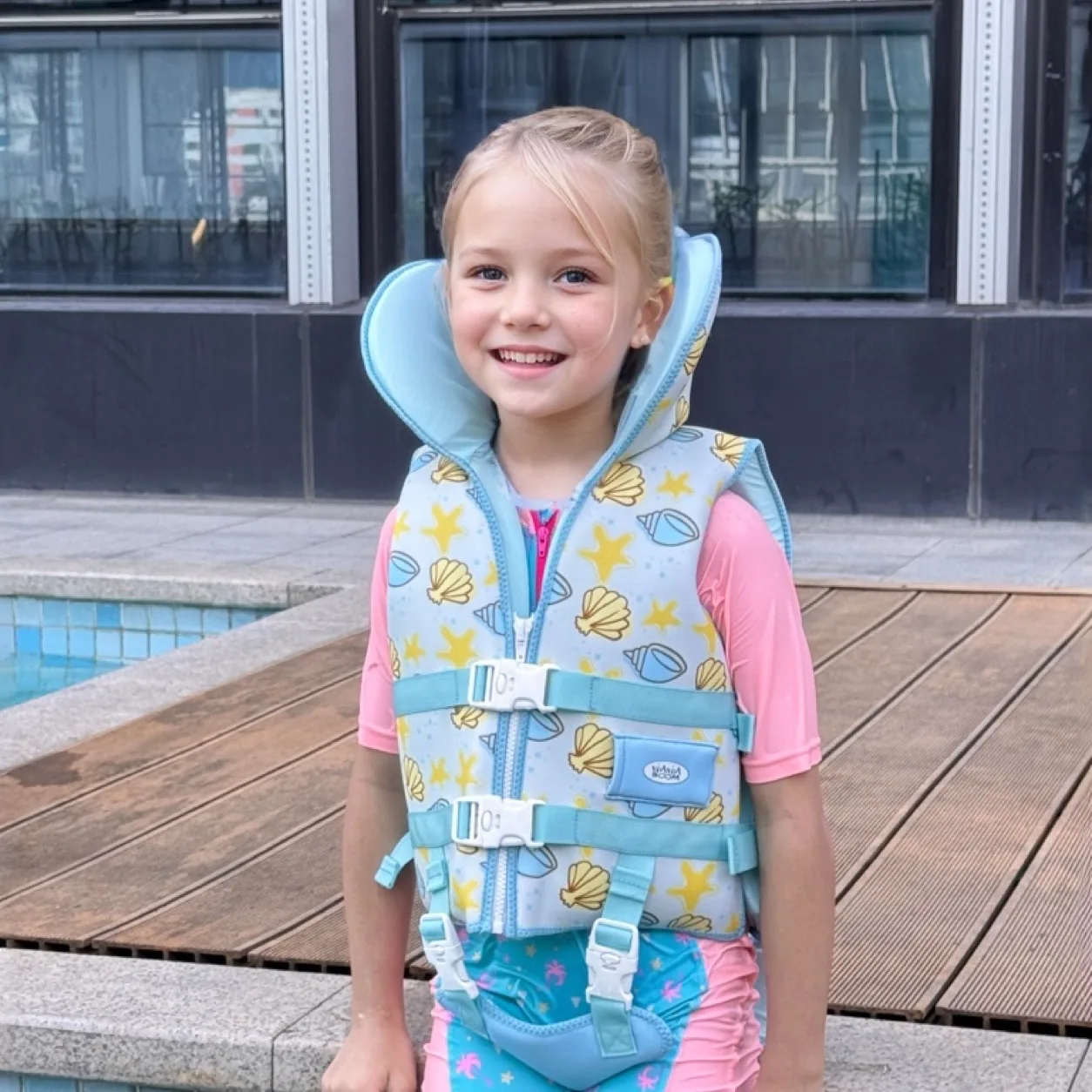 HV211 head support kids swim vest with collar design