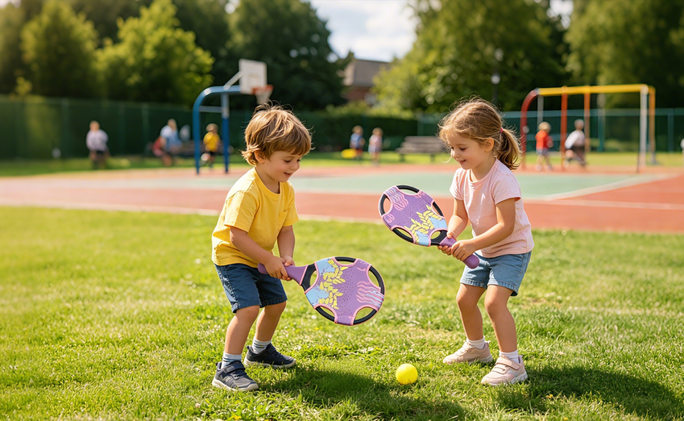 Star style neoprene beach racket set in outdoor play