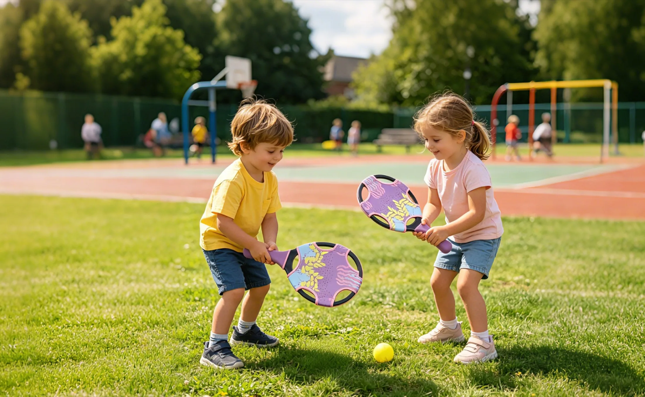 Star style neoprene beach racket set in outdoor play