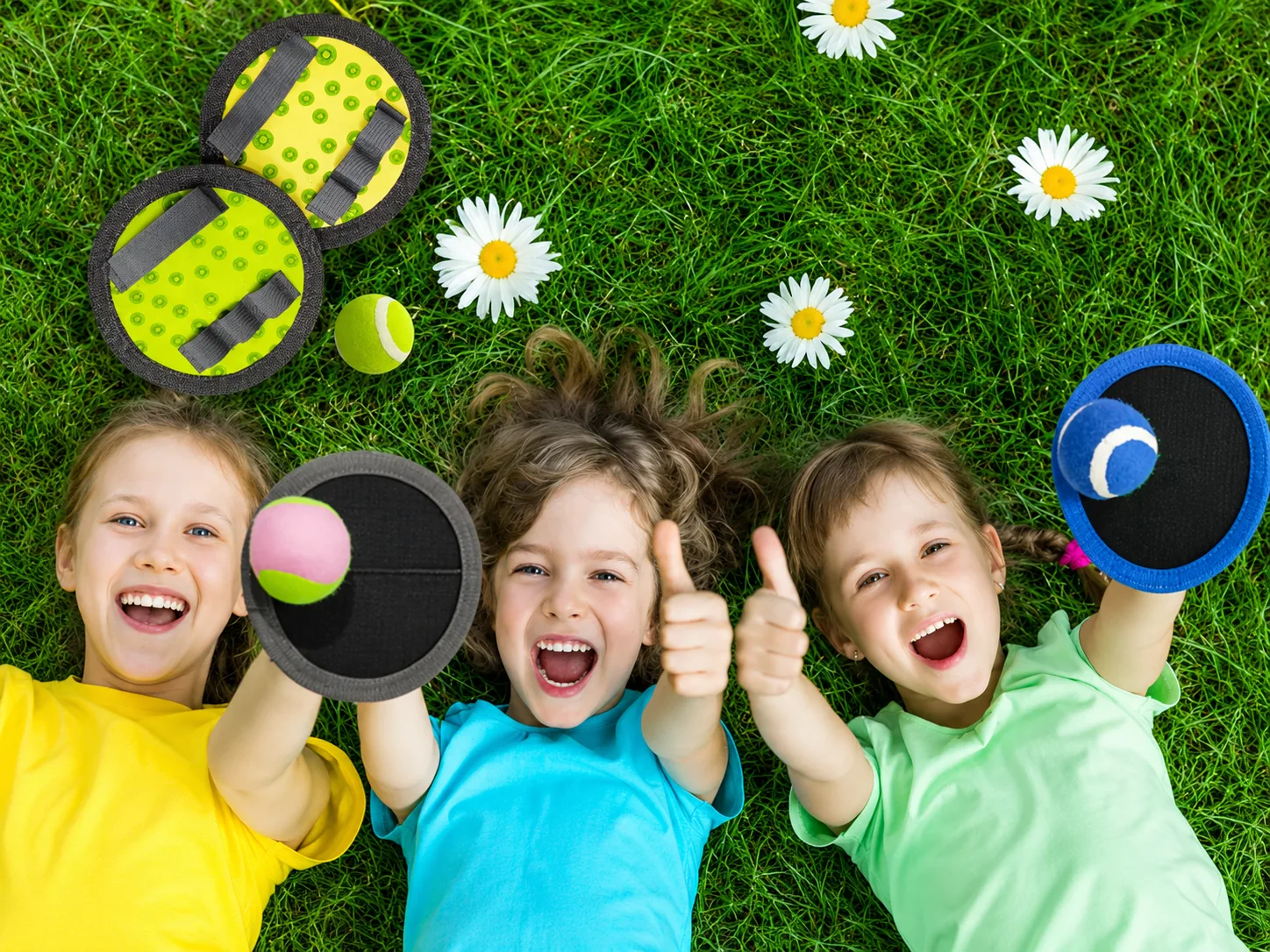 Finger catch set with dual finger loop paddles and balls