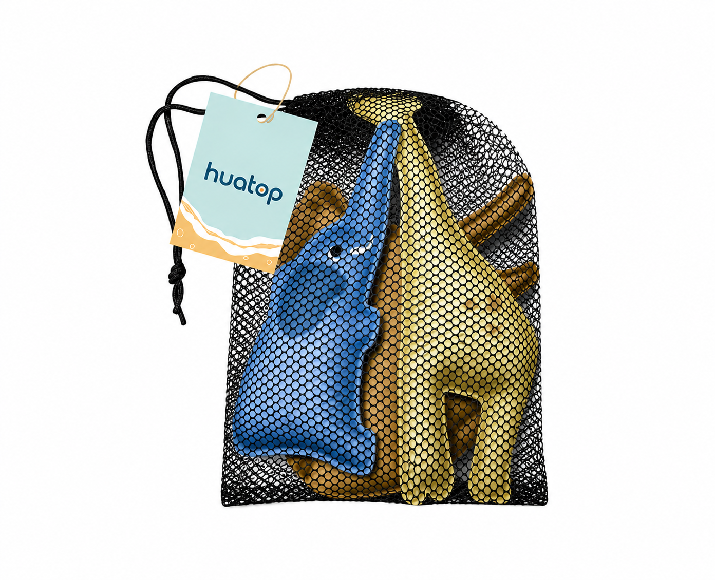 Polyester mesh pouch with a hang tag