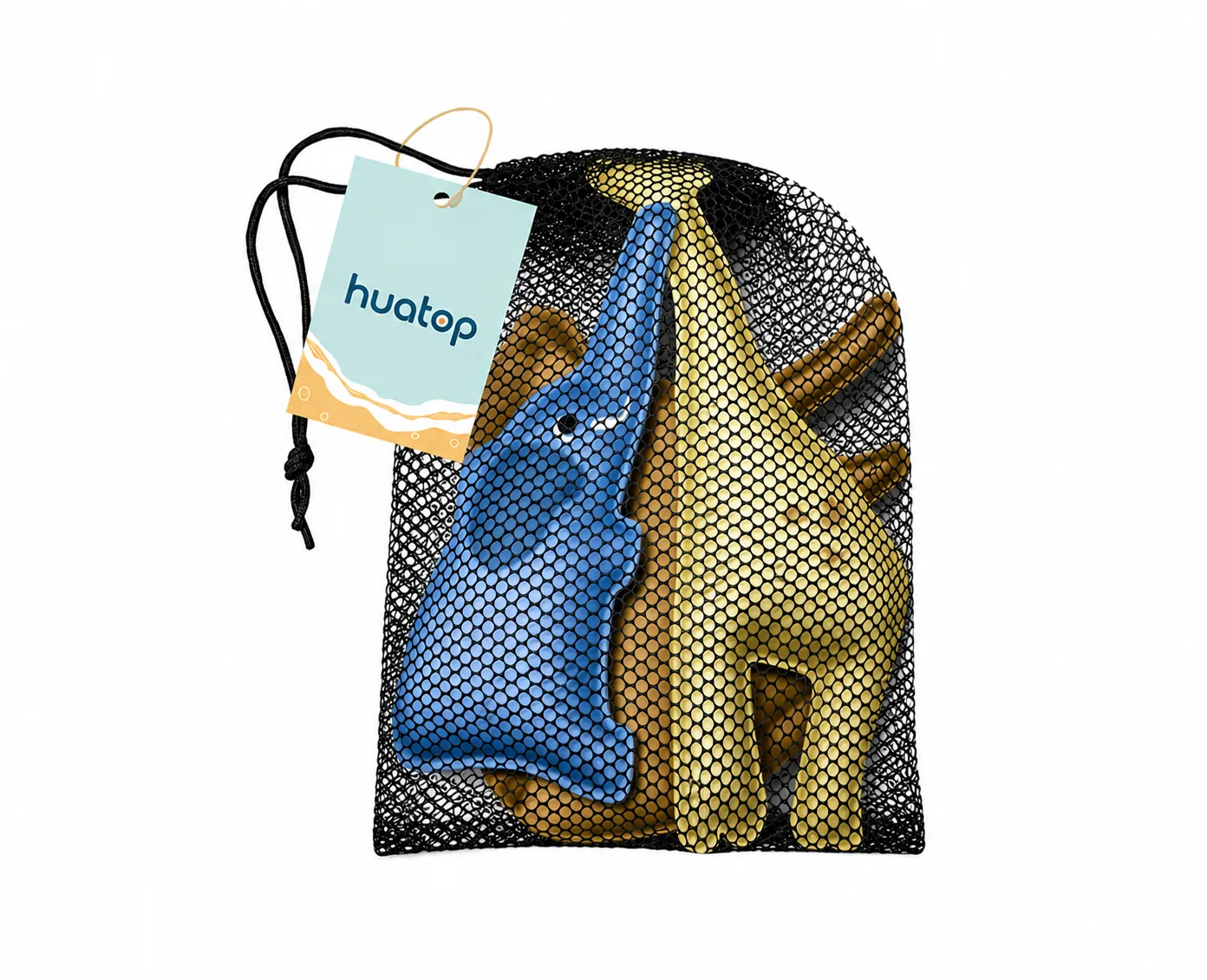 Polyester mesh pouch with a hang tag