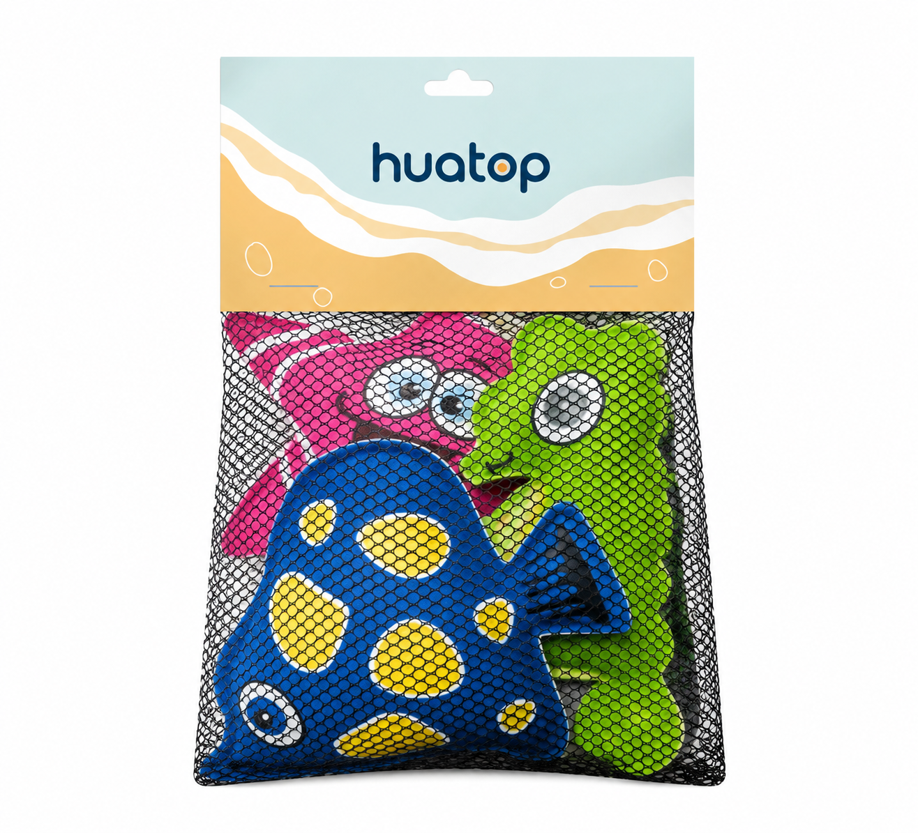 Polyester mesh pouch with a printed header card