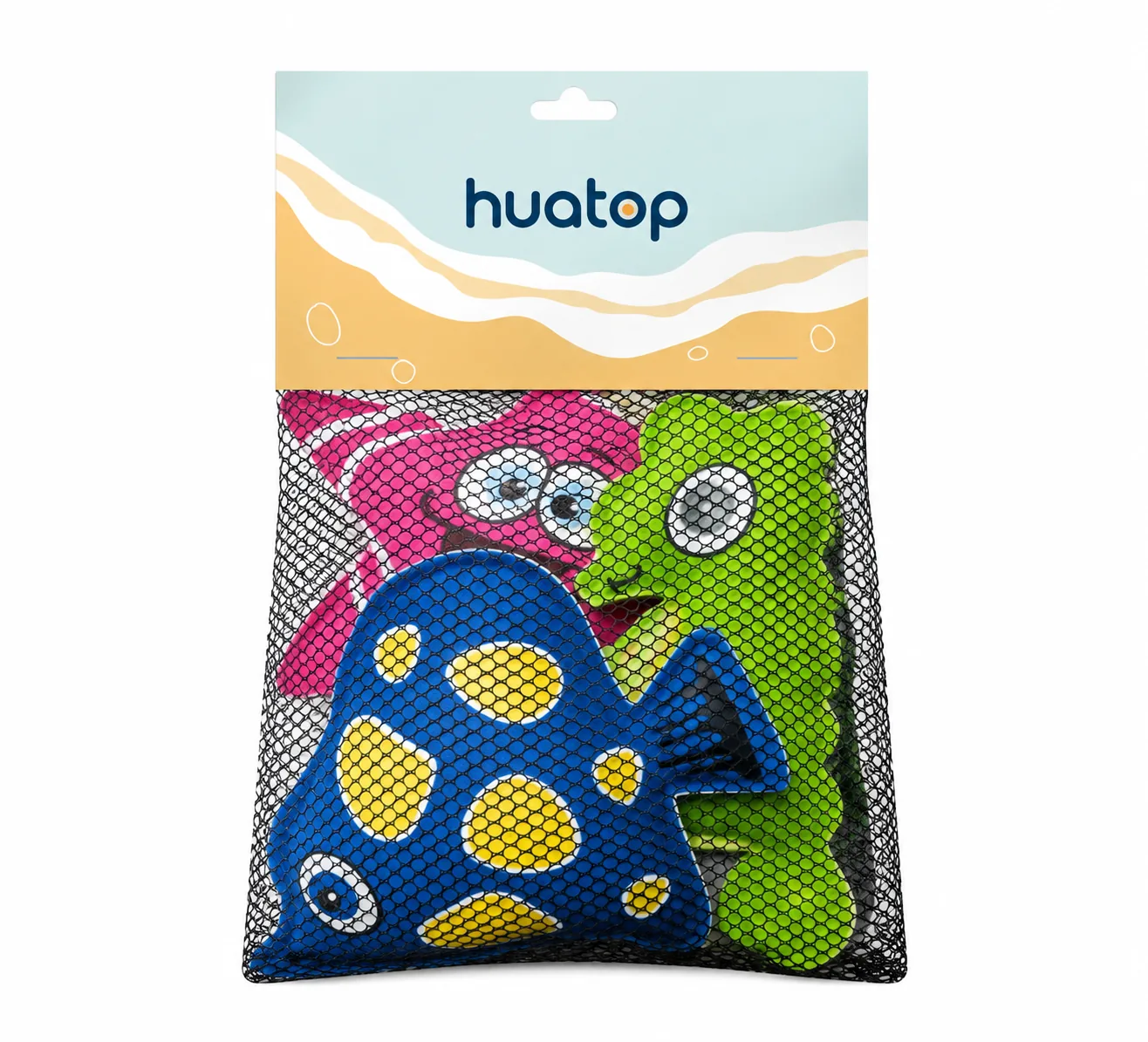 Polyester mesh pouch with a printed header card
