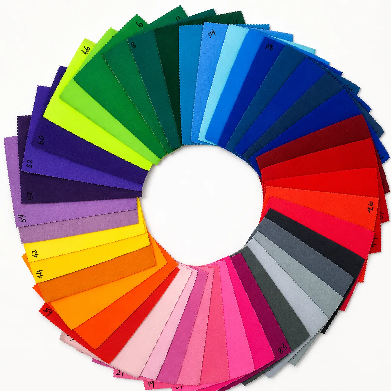 Colorful neoprene fabric swatches for custom product development