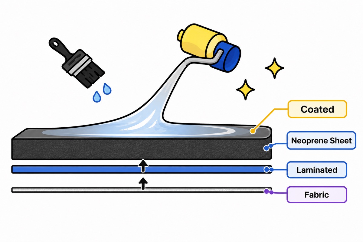 Coated neoprene sheet surface finishing