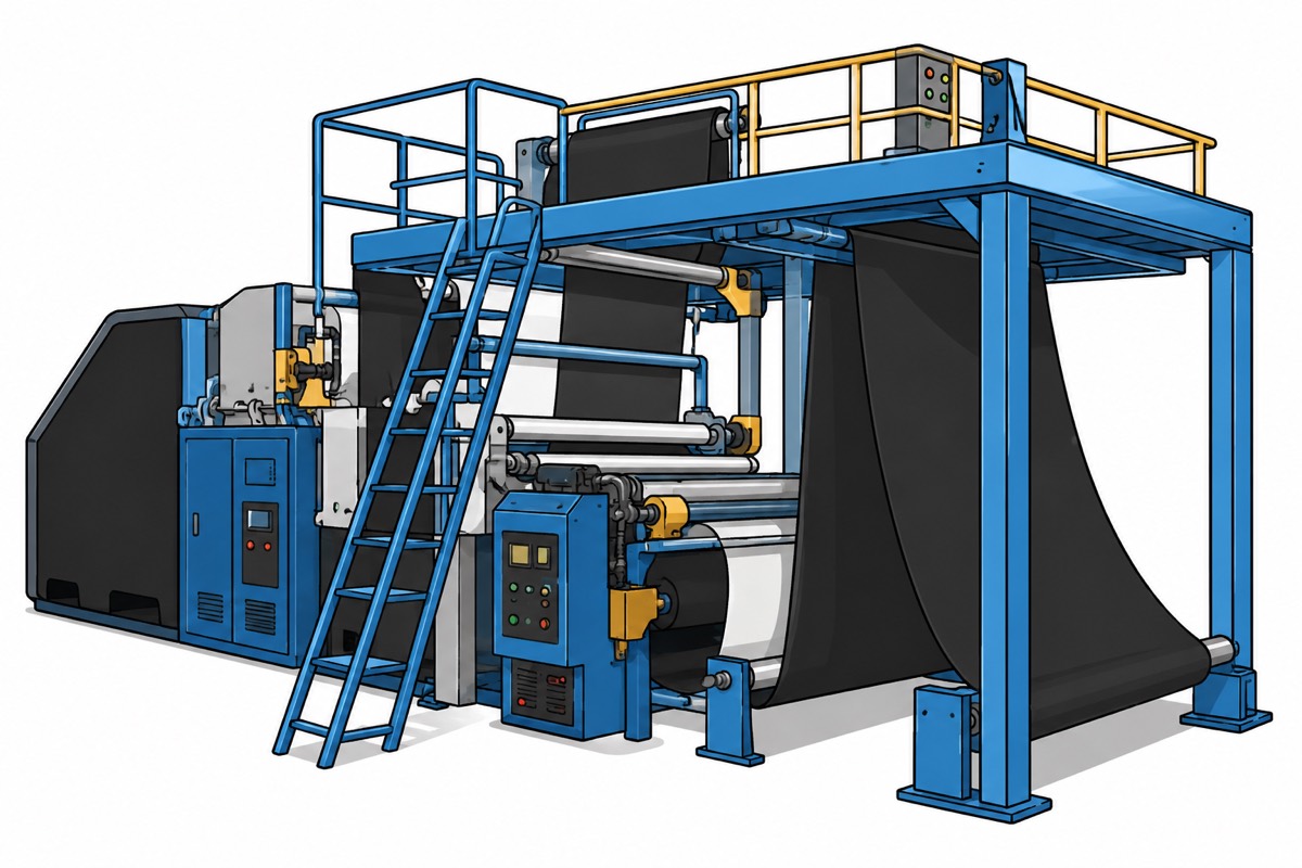 Neoprene lamination machine applying fabric to sponge